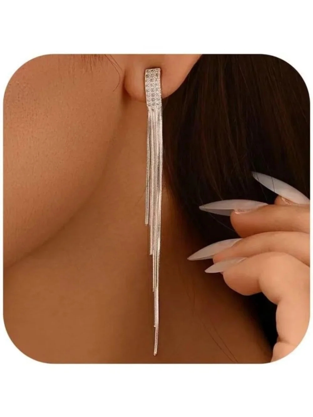 Trendy Long Dangle Earrings for Women - 925 Sterling Silver & Gold Plated Tassel